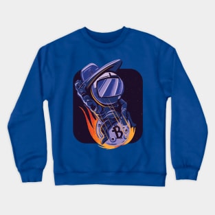 Funny Crypto Astronaut Riding Bidcoin to the Moon Crewneck Sweatshirt